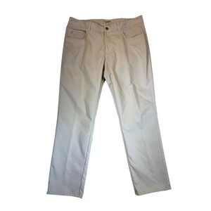Peter Millar Mens 35x32 Chinos Pants Beige Flat Front Classic Fit Casual
